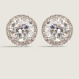Round Pave Halo Stud Earrings (6 TCW)