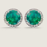 Round Emerald Halo Stud Earrings (6 TCW)
