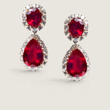Regal Scarlet Halo Drop Earrings (33.5 TCW)