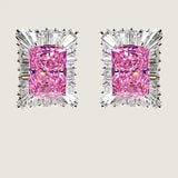 Pink Center Stone Surrounded by Baguettes Earrings (15.6 TCW)