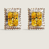 Radiant Canary with Baguette Halo Earrings (15.6 TCW)