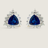 Trillion Sapphire with Halo Earrings (8TCW)