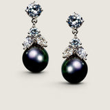 Round Stud with Detailed Cap Small Grey Pearl Drop Earrings (2.5 TCW)