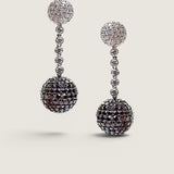 Pave Ball Drop Earring in Clear and Black (18 TCW)