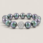 12MM GREY PEARL WITH PAVE CLASP - BPV12G/1/PRL/CZ - Fantasia by DeSerio