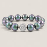 12MM GREY PEARL WITH PAVE CLASP - BPV12G/1/PRL/CZ