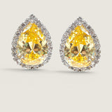 Pear Halo Canary Stud Earrings (10.5 TCW)