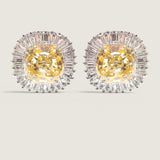 Canary with Baguette Halo Earrings (11.7 TCW)