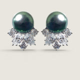EARRING 12mm prl. w/rds. & ps bot. cluster - F136T/PRL/CZ