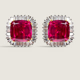 EARRING LG SQ CT W/BAG SURR - T12703/RUB/CZ