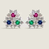 EARRING CLUST. LG. & SM RDS. IN TRI SHAPE - EF165/MULTI