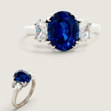 Sapphire Center Triple Oval Ring (2.95 TCW)