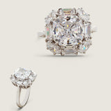 Cushion Cut Center with Oval and Baguette Halo Ring (5.6 TCW)