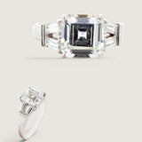 2.5ct Square Cut Center with 4 Baguette Cut stones of .6ct on the sides. Center stone size: 8.75mm    F260-CZ-14K