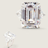 26CT EMERALD CUT WITH TRILLIONS F650-CZ-14K