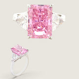 RING 1EC CTR-9CT/2TRI-1.1CT 17161T-PINK-CZ-14K