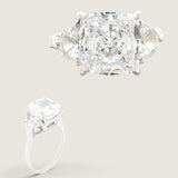 4ct Cushion Cut Center with 2 Half Moon Cut Stones of 1 TCW on the sides. F369-CZ-14K
