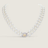 Double Strand Pearl Necklace with Halo Clasp