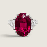 Oval Ruby with Trillion Sides Three Stone Ring (10 TCW)