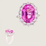 Oval Pink Tourmaline Center Ring in a Halo Setting | Modern Diamond