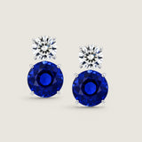 Graduated Double Stud with Sapphire Earrings (10.5 TCW)