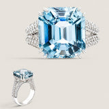 Asscher Aquamarine with Split Shank Pave (12.2 TCW)