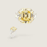 Canary Asscher Center Stone with Half-Moon Sides