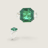 Emerald Asscher Center Stone with Half-Moon Sides