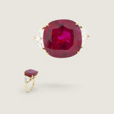 10CT CUSHION WITH TRILLIONS 17328LG-RUBY-CZ-14K