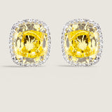 Extra Large Canary Cushion with Pave Halo Earrings (19.25 TCW)