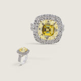 Canary Double Halo Asscher Ring