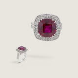 Ruby Double Halo Asscher Ring