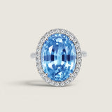 Aquamarine Halo Oval Ring