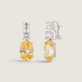 Double Asscher with Canary Oval Drop Earrings (12 TCW)