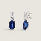 Double Asscher with Sapphire Oval Drop Earrings (12 TCW)