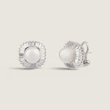 Pearl with Baguette Halo Earrings (1.7 TCW)