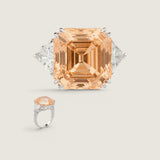 14 3/4 X 14 ASSCHER CUT WITH TRILLIONS F1238-COF-CZ-14K