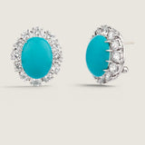 EARRING FACET CTR/W RDS SURR - F14E/TURQ/CZ