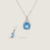 Extra Large Aqua Cushion Pendant in Pave Setting on DBY Chain