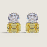 Clear Oval and Canary Emerald-Cut Double Stud (8 TCW)