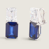 Sapphire and Clear Double Emerald-Cut Drop Earrings (40 TCW)