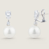 Pear and Round Top Pearl Drop Earrings (1.6 TCW)
