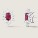 CLUSTER OVAL STUD WITH PEARSHAPES SURROUNDING - EF1315/RUB/CZ
