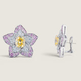 PAVE SET FLOWER BUTTON EARRING - EF1316/CAN/CZ/PK