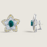 PAVE SET FLOWER BUTTON EARRING - EF1316/EM/CZ/CAN