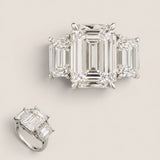 Emerald Cut Center and Side Stone Ring