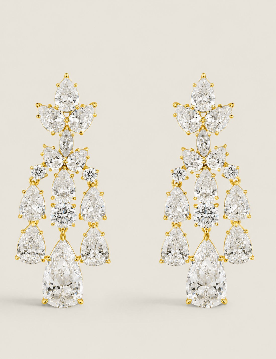 Chandelier Earrings with Pear and Round Stones (16 TCW)