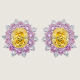 4.5CT OVAL BUTTON EARRING WITH DOUBLE ROW OF ROUNDS - EF1324/CAN/PK/CZ