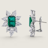 Emerald Center Cluster Earrings (15 TCW)