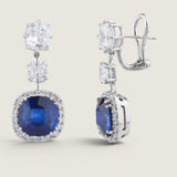 Double Cushion with Sapphire Halo Drop Earring (22 TCW)
